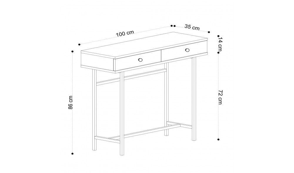 Consola, Esta, StejarNegru, 100 x 86 x 35 cm