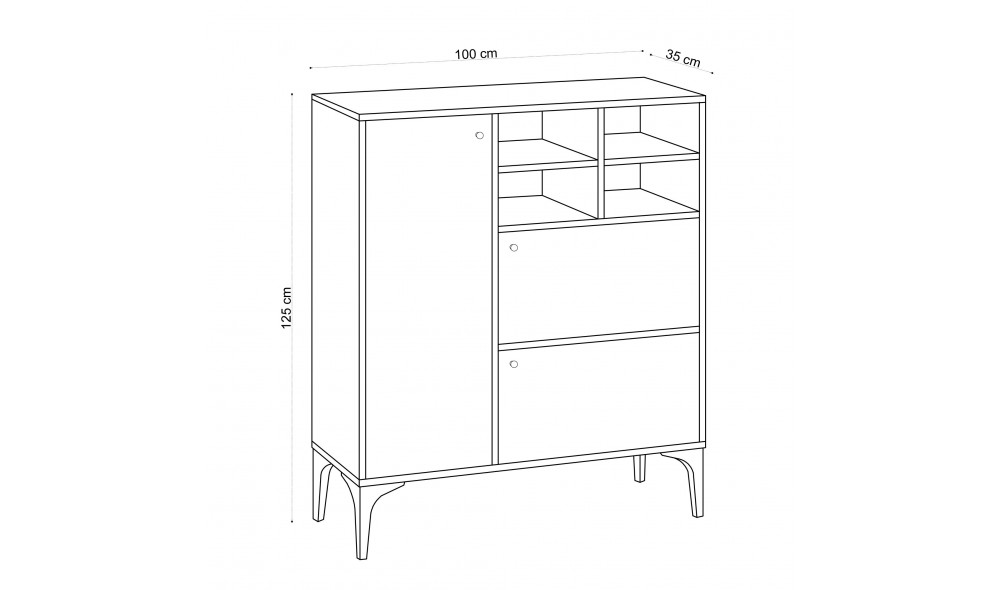 Consola, Ewa, Stejar safir, 100 x 125 x 35 cm