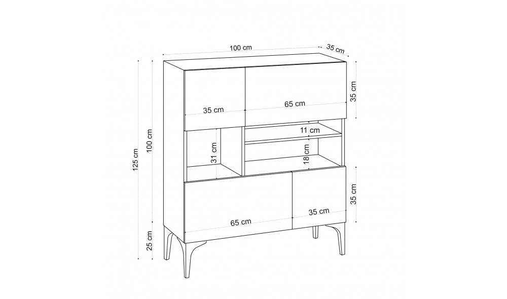 Consola, Krista, Stejar safir, 100 x 35 x 125 cm
