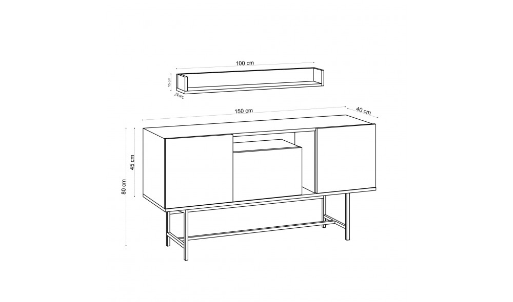 Consola Lelia - Stejar safir 150 x 45 x 40 cm