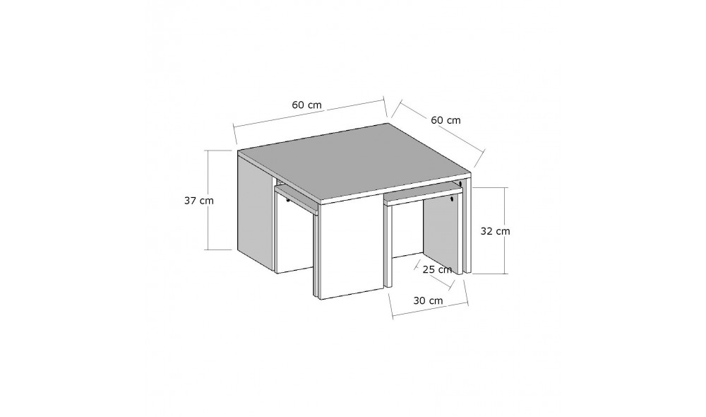 Set masuta de cafea Ortanca - Stejar Safir 60 x 60 x 37 cm