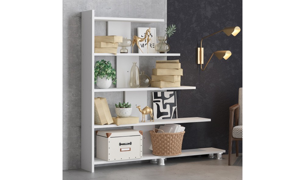 Raft pentru carti, Reward, Alb, 122 x 120 x 20 cm