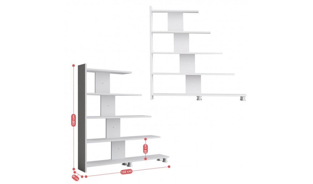 Raft pentru carti, Reward, Alb, 122 x 120 x 20 cm