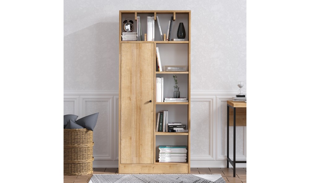 Raft pentru carti, Jemma, Stejar, 60 x 30 x 170 cm