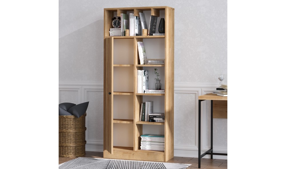 Raft pentru carti, Jemma, Stejar, 60 x 30 x 170 cm