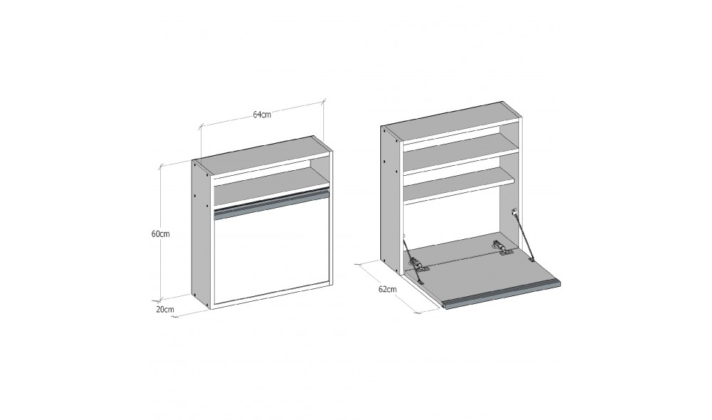 Birou de studiu Optim - Alb 64 x 60 x 20 cm