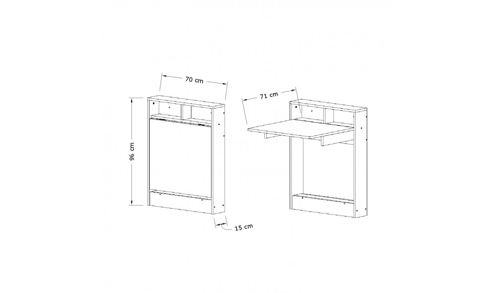 Masa plianta, Bracked, Patara, 70 x 96 x 15 cm