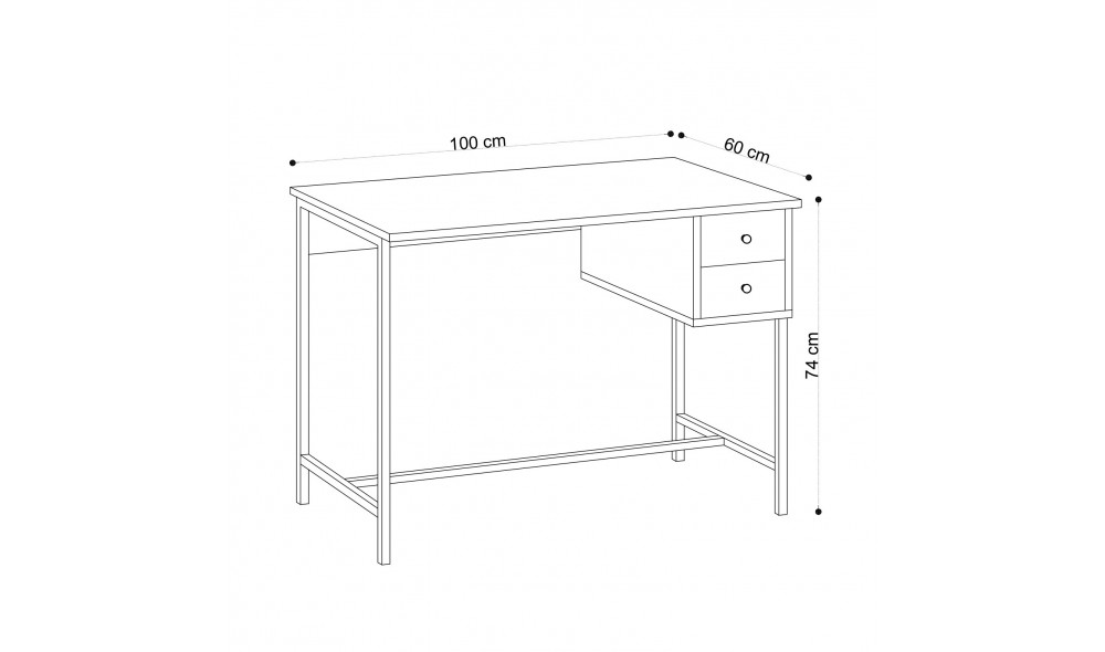 Birou de studiu, Morris, StejarNegru, 100 x 60 x 74 cm
