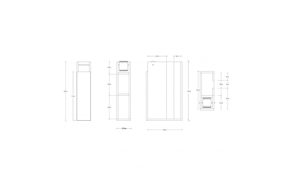 Dulap de baie, Paper, Alb, 42 x 66 x 17 cm