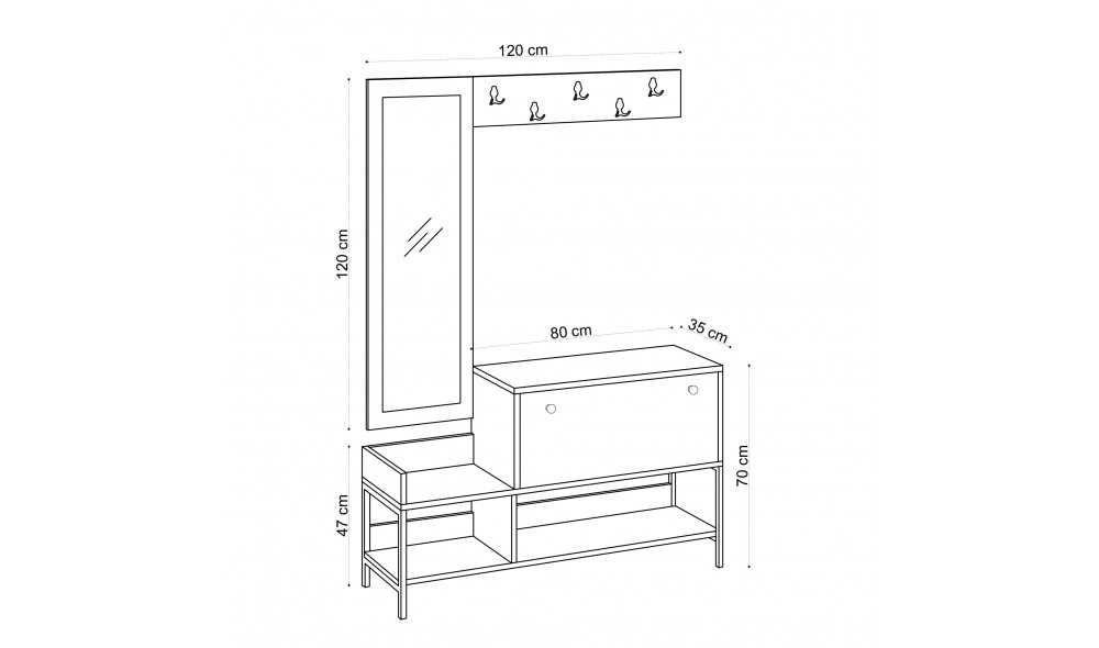 Pantofar, Nonso, Stejar safir, 120 x 70 x 35 cm