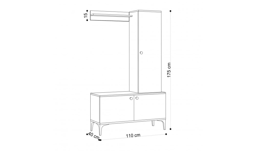 Antreu, Lex, StejarNegru, 110 x 175 x 40 cm