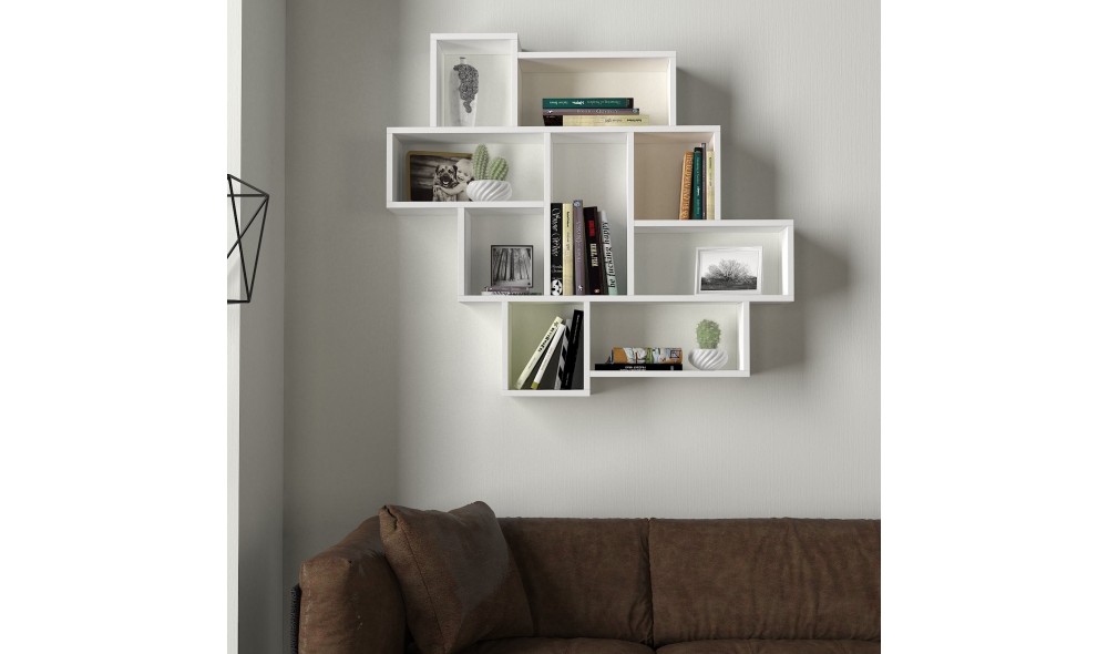 Raft de perete, Parola, Alb, 116 x 104 x 15 cm