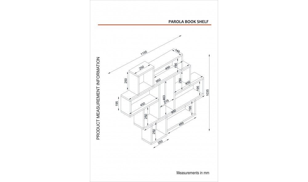 Raft de perete, Parola, Alb, 116 x 104 x 15 cm