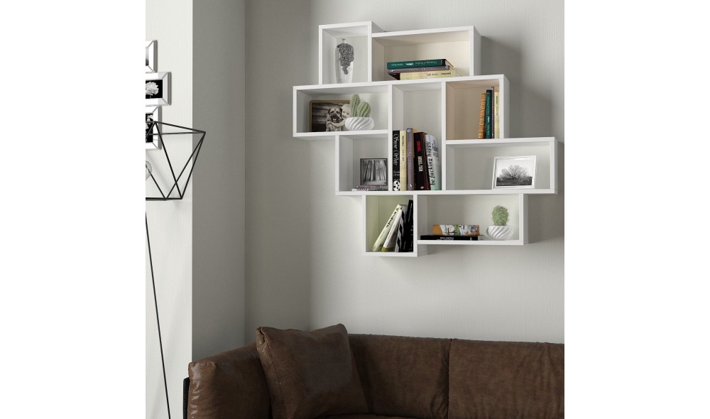 Raft de perete, Parola, Alb, 116 x 104 x 15 cm