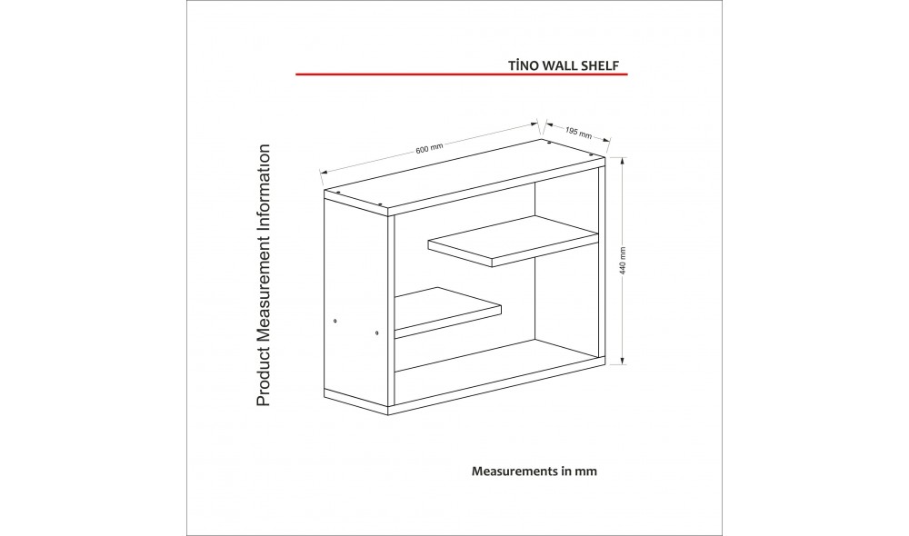 Raft de perete, Tino, Nuc, 60 x 44 x 20 cm
