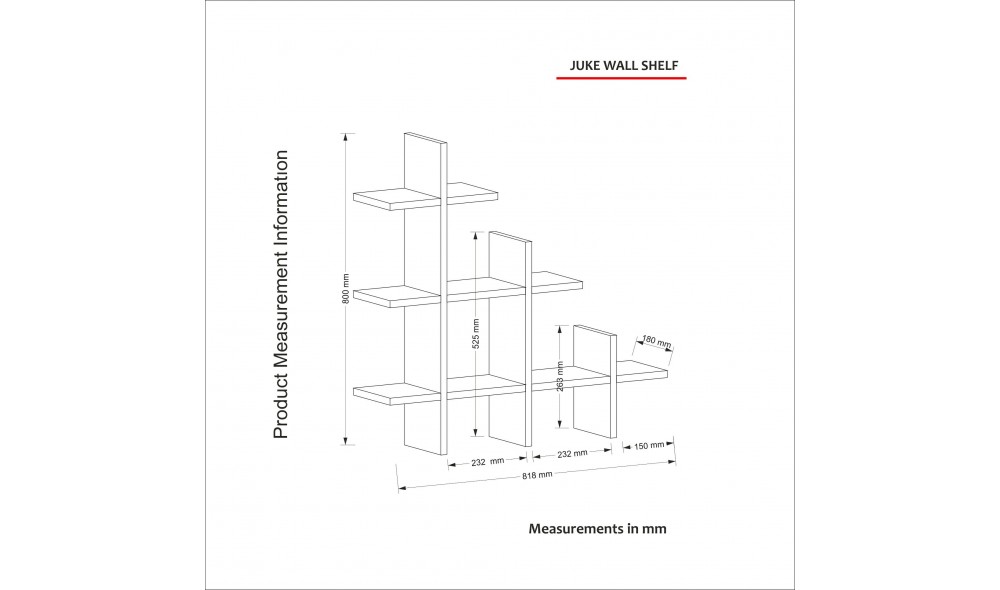 Raft de perete, Juke, Nuc, 82 x 80 x 18 cm