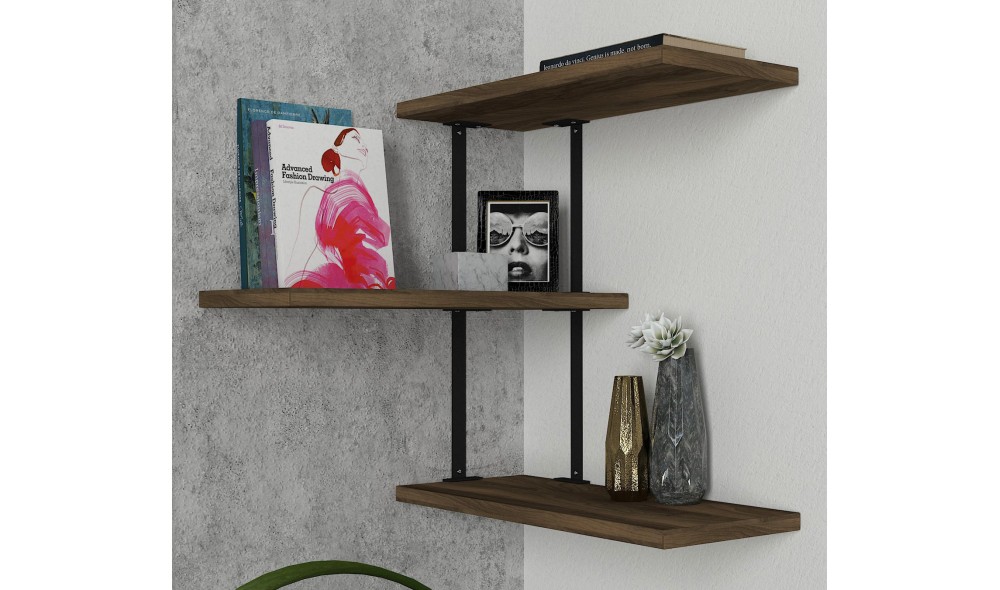 Raft de perete, Frisbi, NucNegru, 45 x 47 x 20 cm