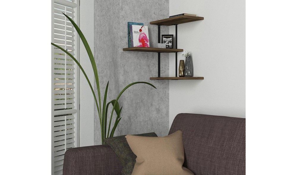 Raft de perete, Frisbi, NucNegru, 45 x 47 x 20 cm