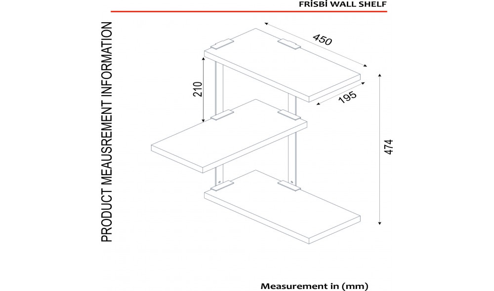 Raft de perete, Frisbi, NucNegru, 45 x 47 x 20 cm