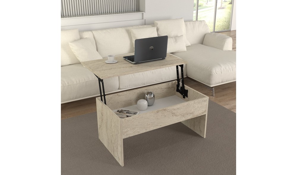 Masuta de cafea, Akilli, Travertin, 90 x 52 x 45 cm