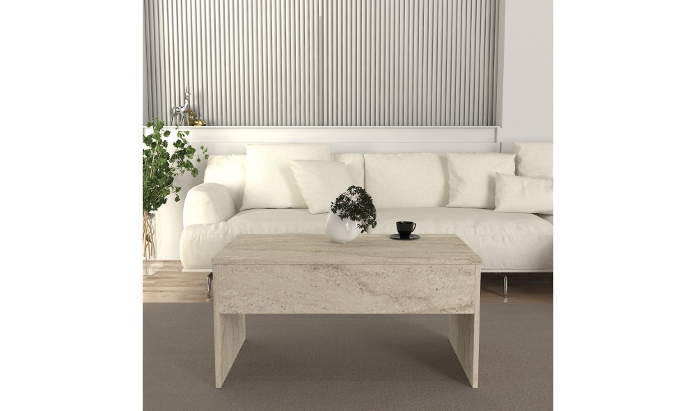 Masuta de cafea, Akilli, Travertin, 90 x 52 x 45 cm