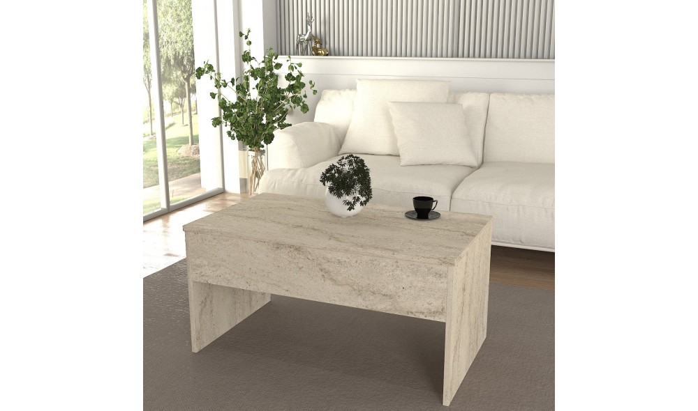 Masuta de cafea, Akilli, Travertin, 90 x 52 x 45 cm