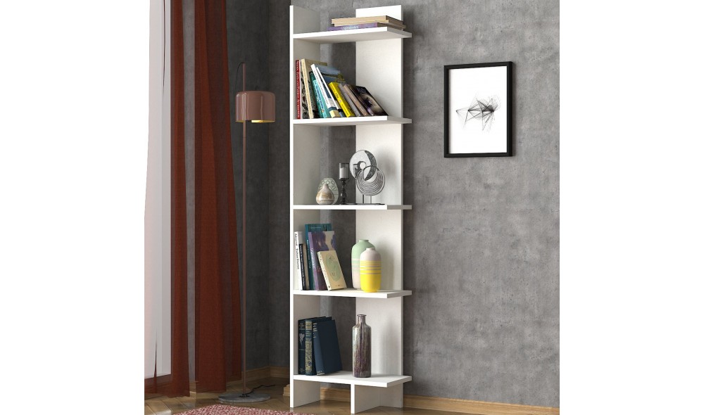 Raft pentru carti, Perla, Alb, 49 x 170 x 22 cm