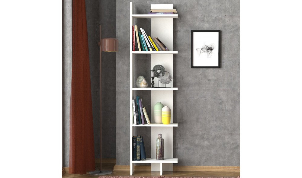 Raft pentru carti, Perla, Alb, 49 x 170 x 22 cm