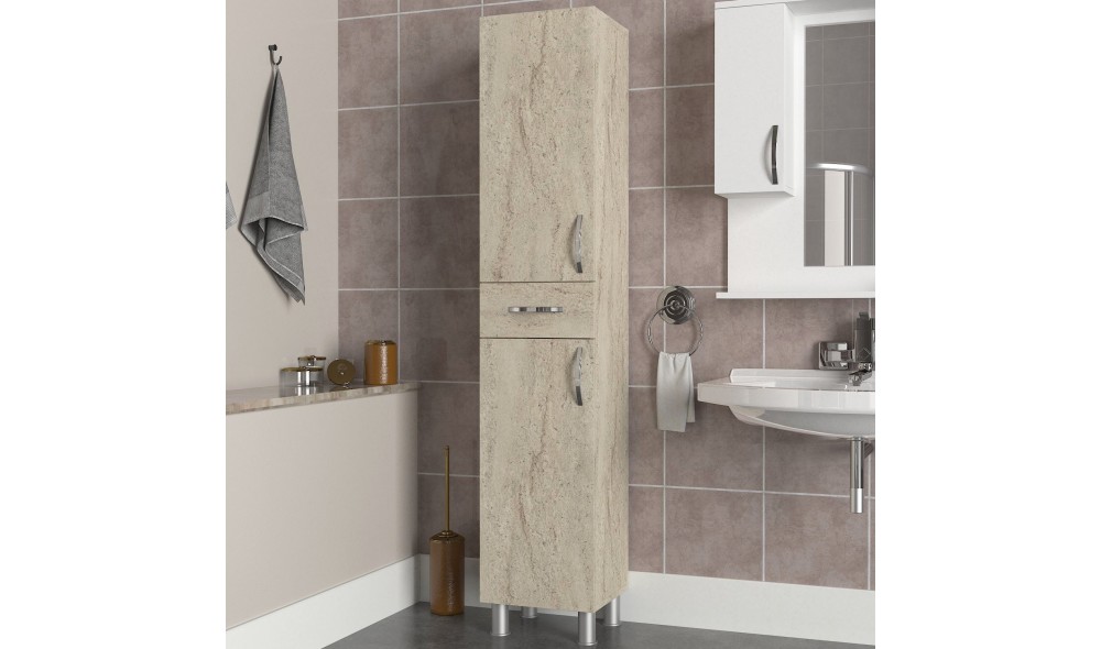 Dulap de baie, Selin, Travertin, 35 x 179 x 31 cm