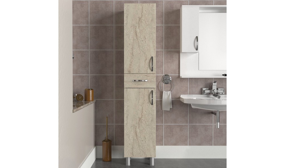 Dulap de baie, Selin, Travertin, 35 x 179 x 31 cm