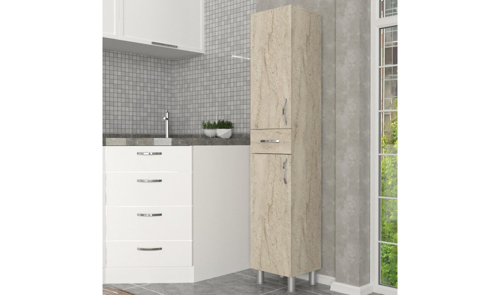 Dulap de baie, Selin, Travertin, 35 x 179 x 31 cm