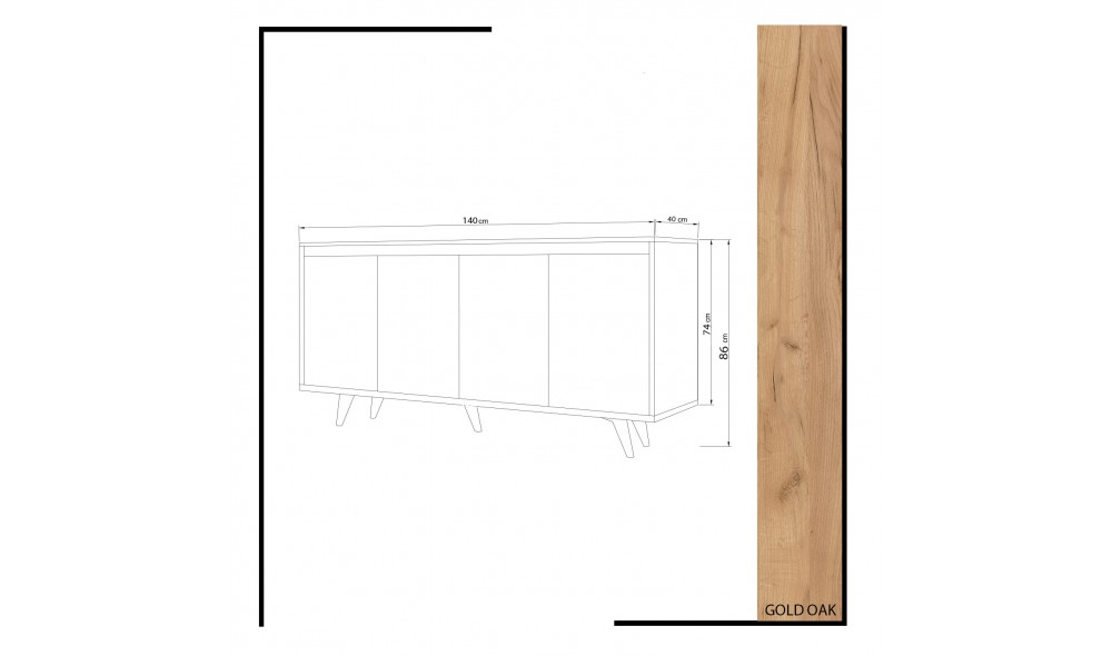 Consola, Shans, StejarAlb, 140 x 86 x 40 cm