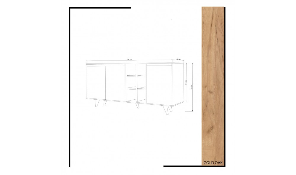 Consola, Seria, StejarAlb, 140 x 86 x 40 cm