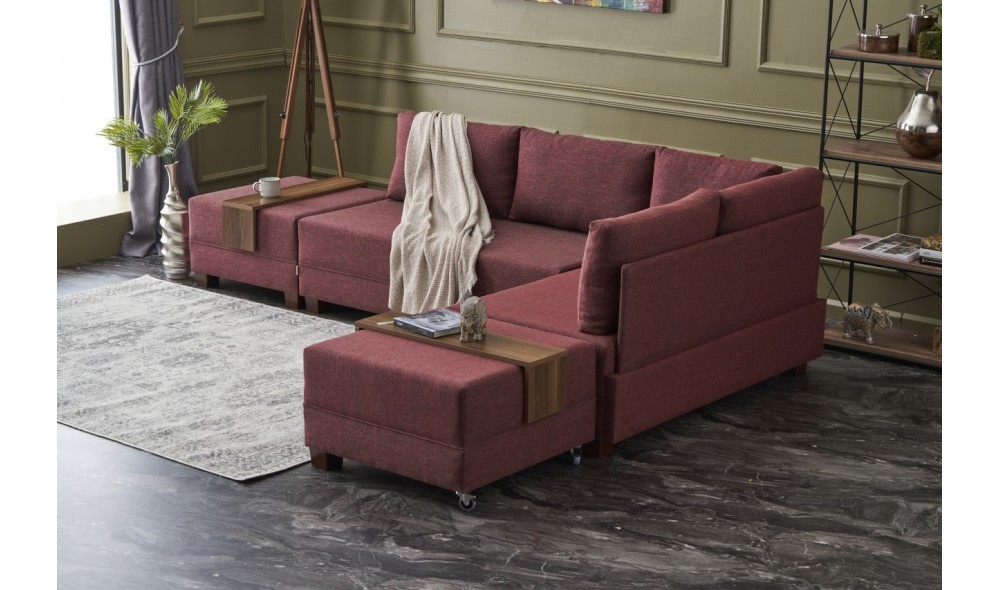 Canapea extensibila de colt Sofa Pat Coltar Fly Dreapta - Rosie Claret 280 x 70 x 210 cm