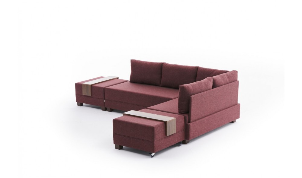 Canapea extensibila de colt Sofa Pat Coltar Fly Dreapta - Rosie Claret 280 x 70 x 210 cm