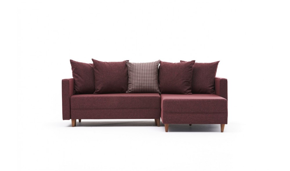 Canapea extensibila de colt Aydam Right - Claret Red 150 x 80 x 215 cm