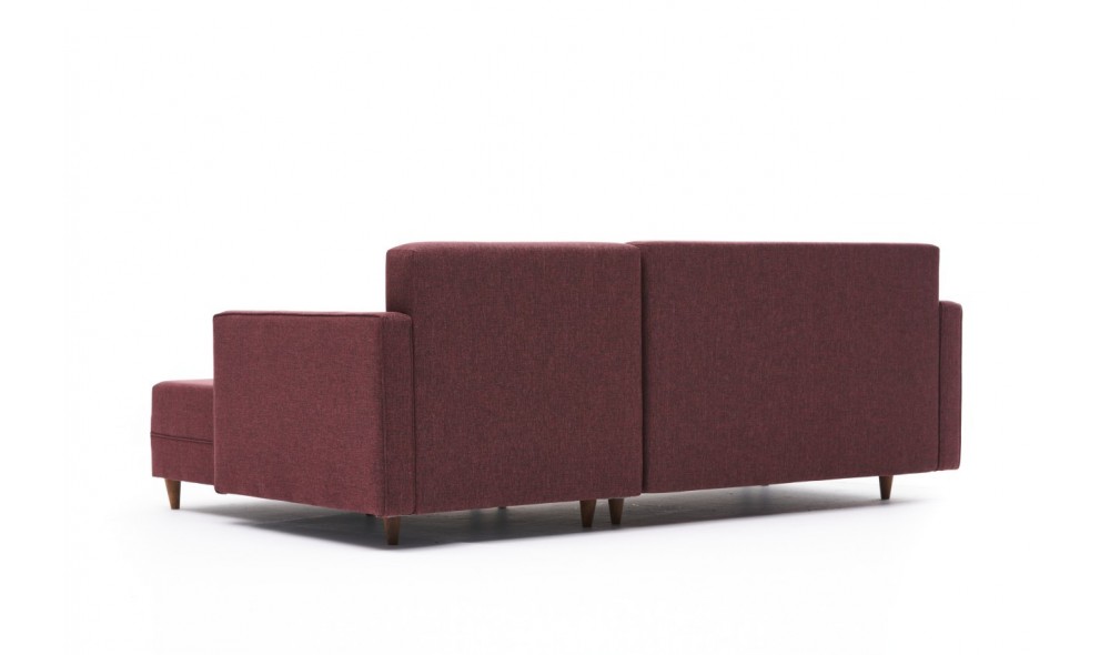 Canapea extensibila de colt Aydam Right - Claret Red 150 x 80 x 215 cm