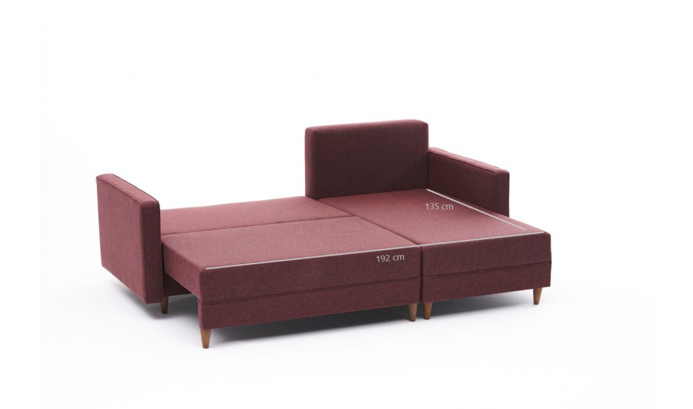 Canapea extensibila de colt Aydam Right - Claret Red 150 x 80 x 215 cm