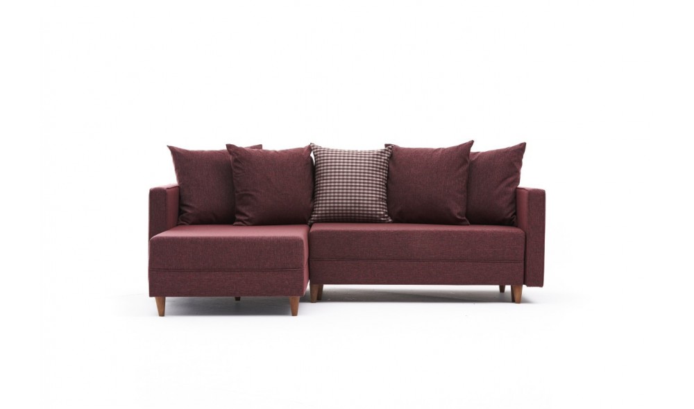 Canapea extensibila de colt Aydam Stanga - Roșu Claret 150 x 80 x 215 cm