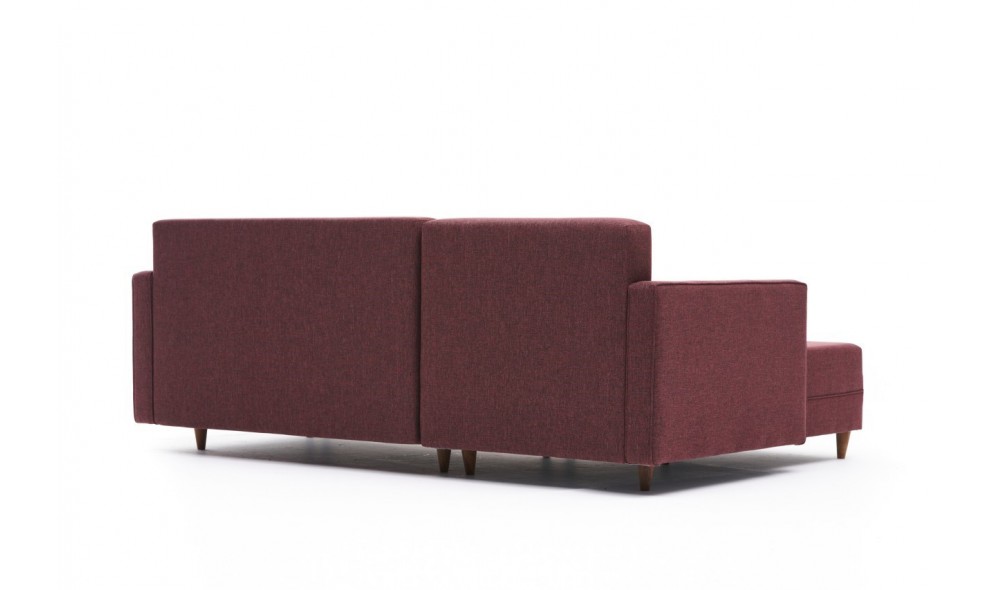 Canapea extensibila de colt Aydam Stanga - Roșu Claret 150 x 80 x 215 cm