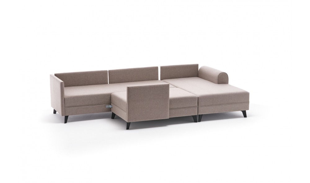 Canapea extensibila de colt Belen - Crema 202 x 78 x 300 cm