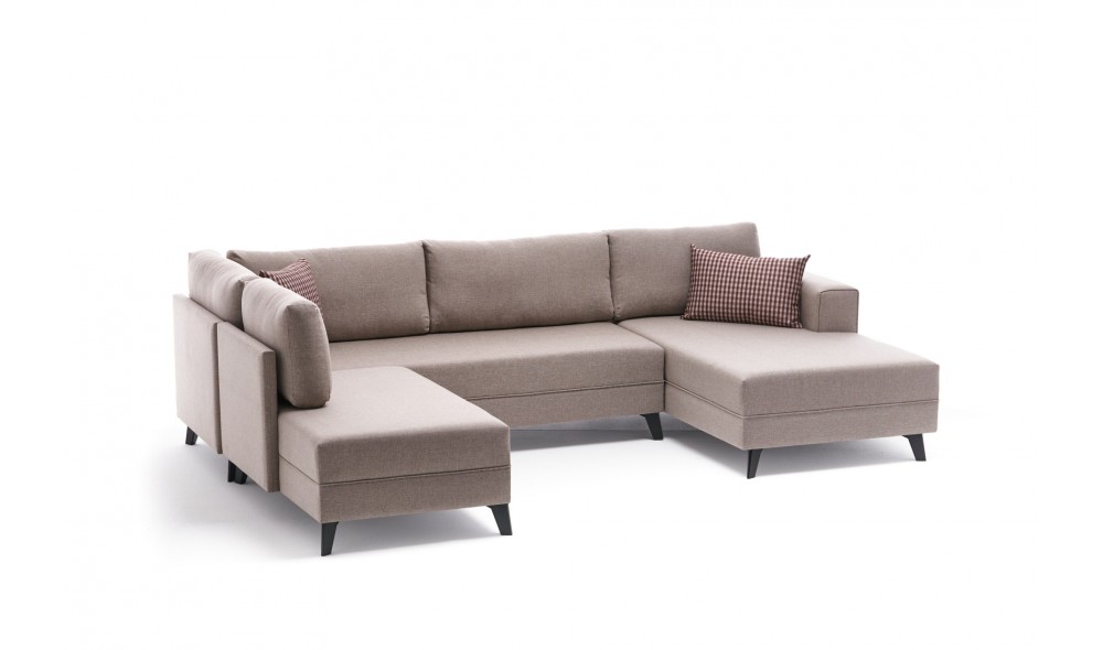 Canapea extensibila de colt Efsun - Crema 202 x 78 x 300 cm