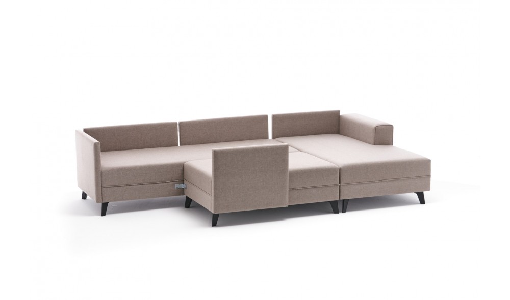 Canapea extensibila de colt Efsun - Crema 202 x 78 x 300 cm