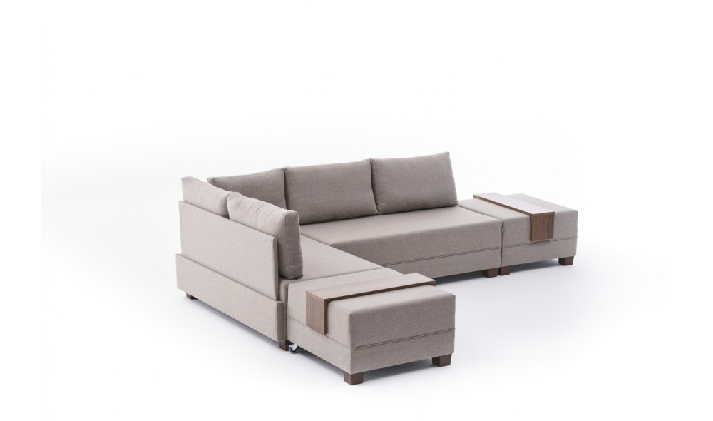 Canapea extensibila de colt Fly Left - Crem 280 x 70 x 210 cm