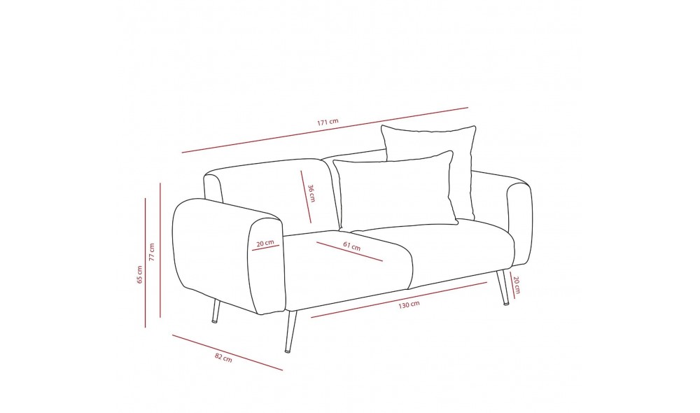 Canapea 2 locuri lateral - antracit