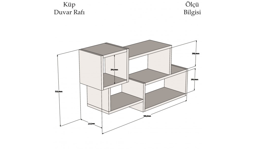 Raft de perete, Afro, AlbAntracit, 91 x 51 x 20 cm