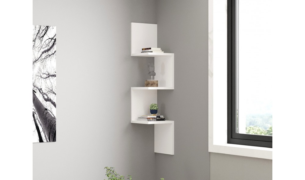 Raft de perete Zikzak - alb