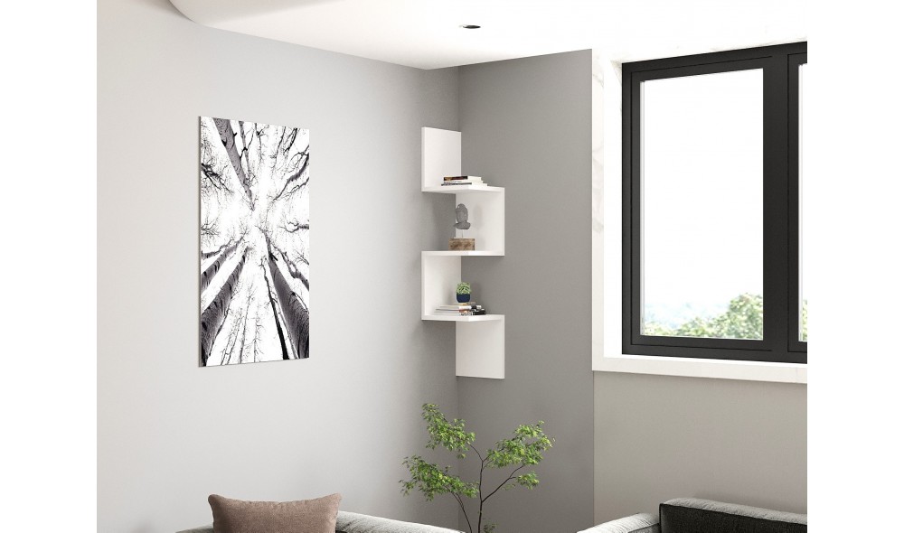 Raft de perete Zikzak - alb