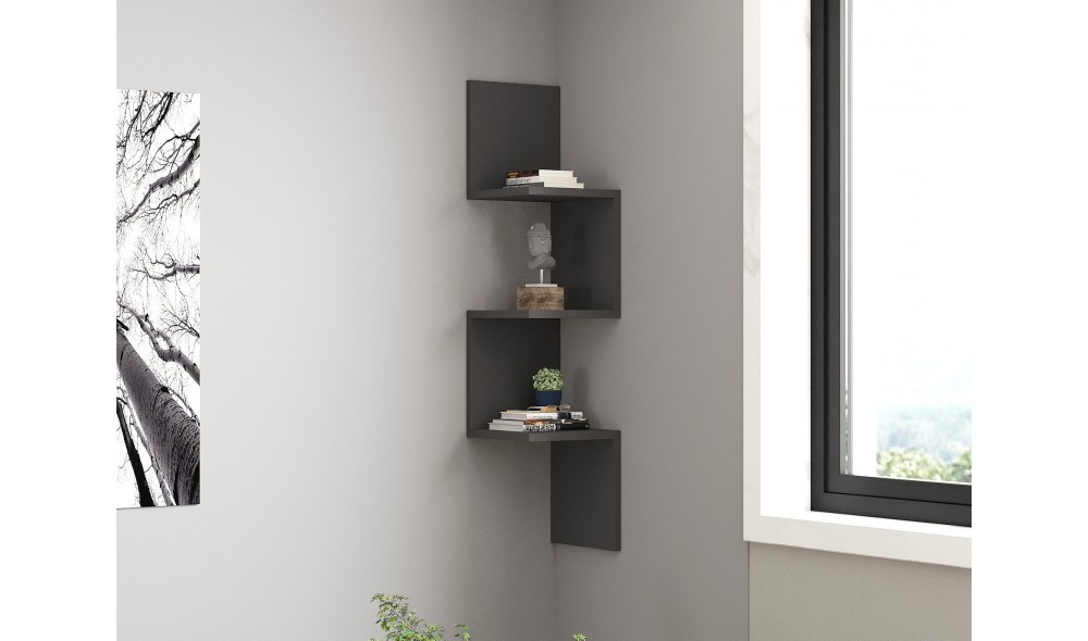 Raft de perete, Zikzak, Antracit, 105 x 25 x 25 cm