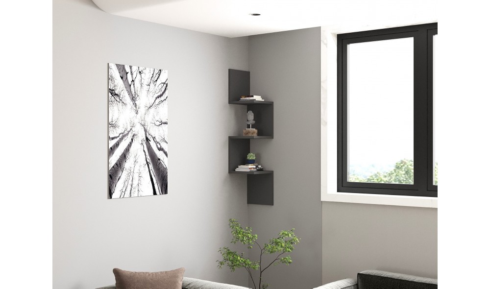 Raft de perete, Zikzak, Antracit, 105 x 25 x 25 cm